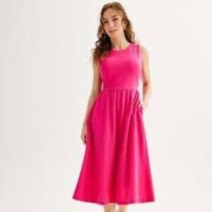 Draper James Womens Size XS Sleeveless Textured Knit Midi Dress Fuschia Pink NWT